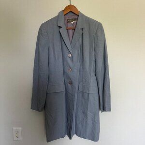 Vintage Tobias Plum Light Blue Linen Blend Long Line Suit Style Jacket Size 10
